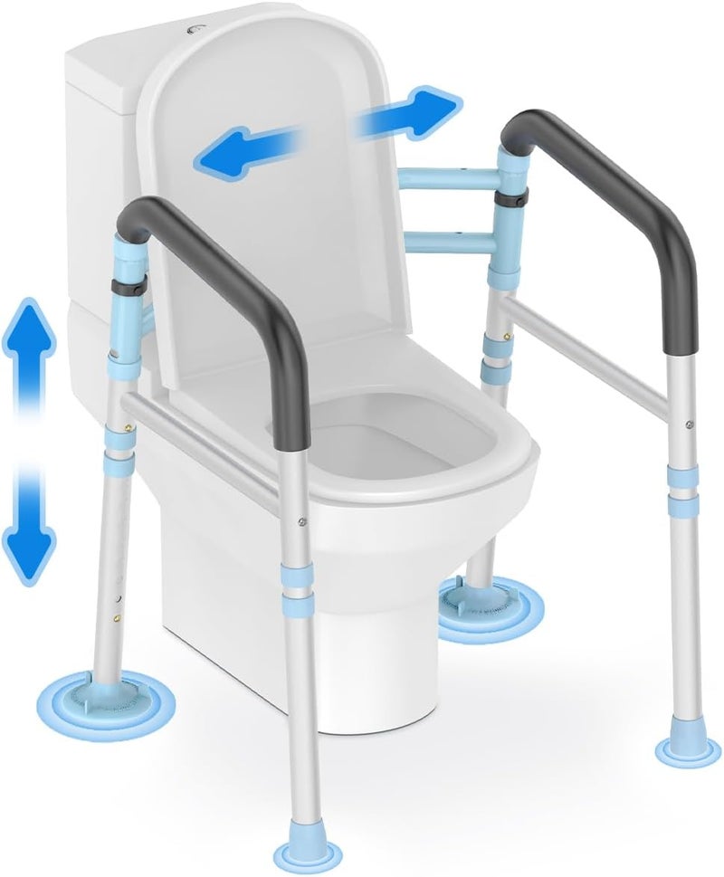DELOG Toilet Safety Rails 300 lb - Adjustable Toilet Safety Frame & Rails, Toilet Safety Rail for Elderly Adults, Toilet Handles for Seniors, Toilet Bars for Elderly & Handicap (Blue) - Image 1